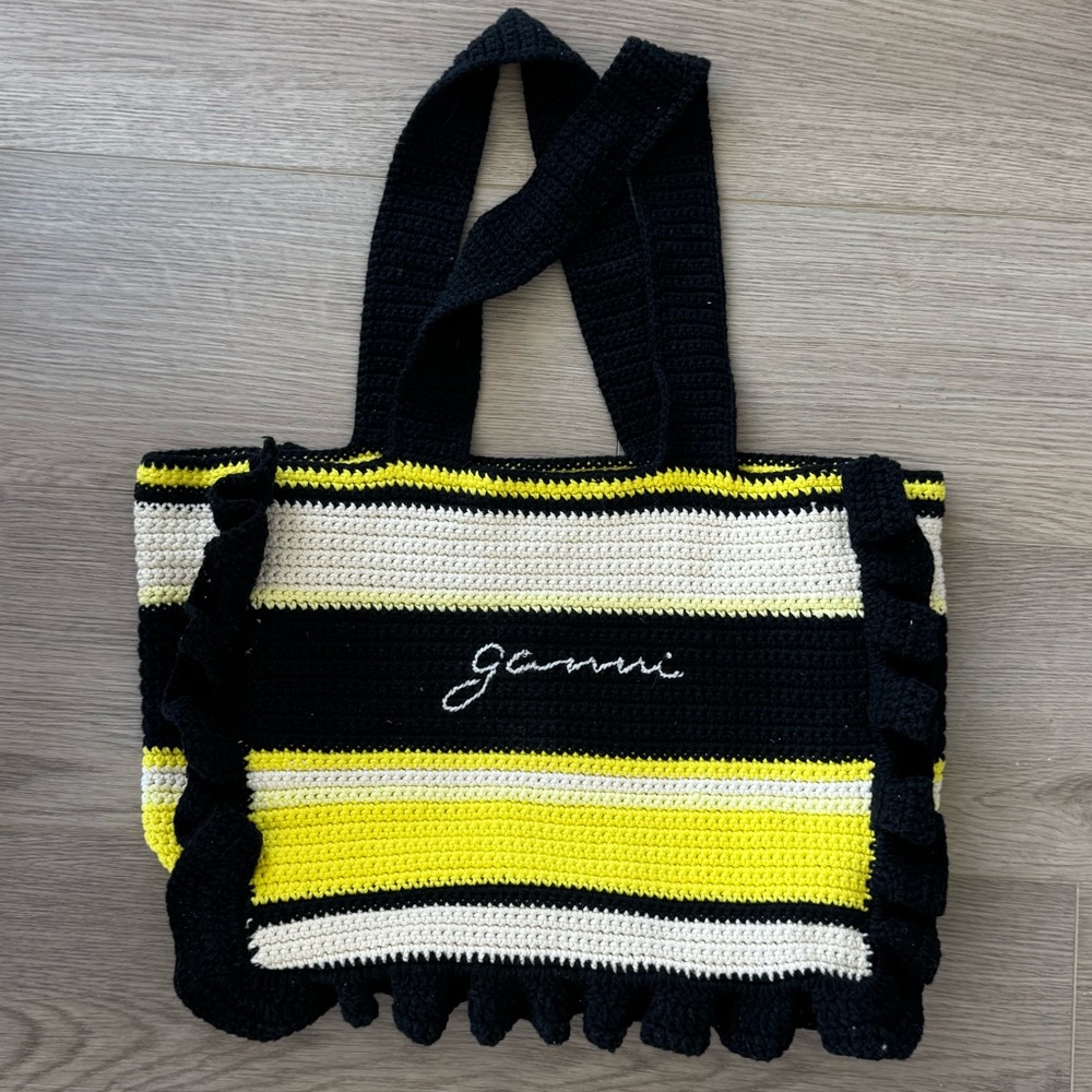 Ganni Crochet Stripe Tote